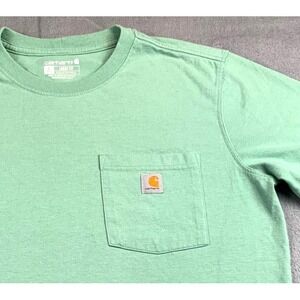 Carhartt T-Shirt Boys L 12-14 Green Loose Fit Pocket Short Sleeve 103067 G82